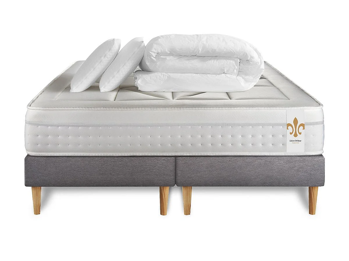 Pack Le Vingt-Huit 180 x 200 cm double sommiers Gris