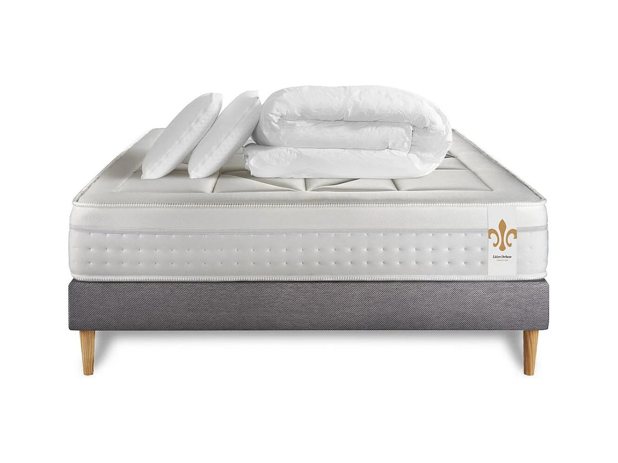 Pack Le Vingt-Huit 140 x 200 cm sommier Gris