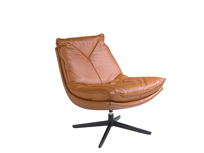 Sillón giratorio tapizado en piel marrón  5096 ANGEL CERDA