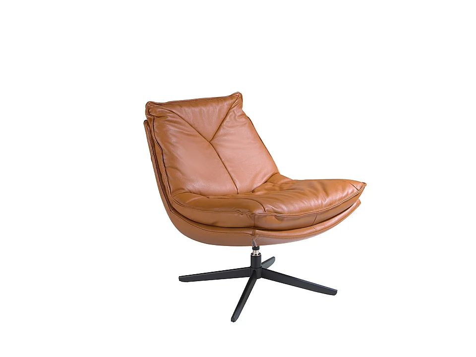 Poltrona girevole in pelle e gambe in acciaio nero   5096 ANGEL CERDA