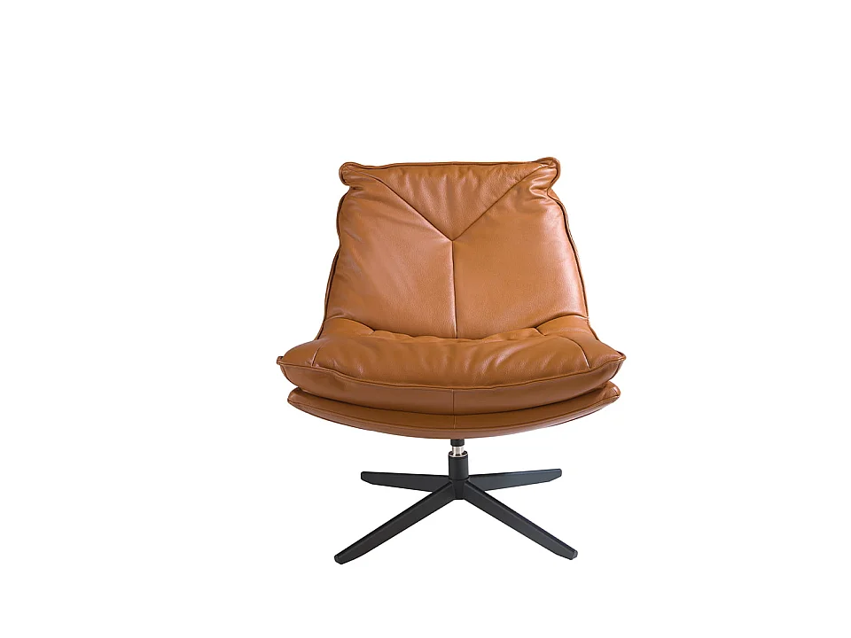 Poltrona girevole in pelle e gambe in acciaio nero   5096 ANGEL CERDA