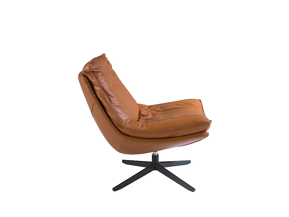 Poltrona girevole in pelle e gambe in acciaio nero   5096 ANGEL CERDA