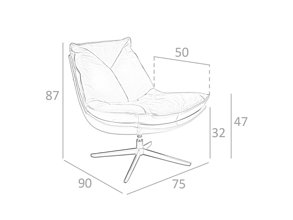 Poltrona girevole in pelle e gambe in acciaio nero   5096 ANGEL CERDA