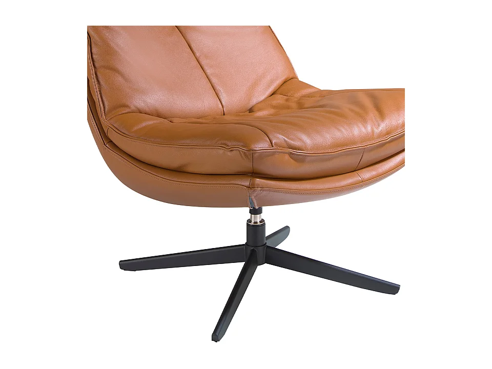 Poltrona girevole in pelle e gambe in acciaio nero   5096 ANGEL CERDA