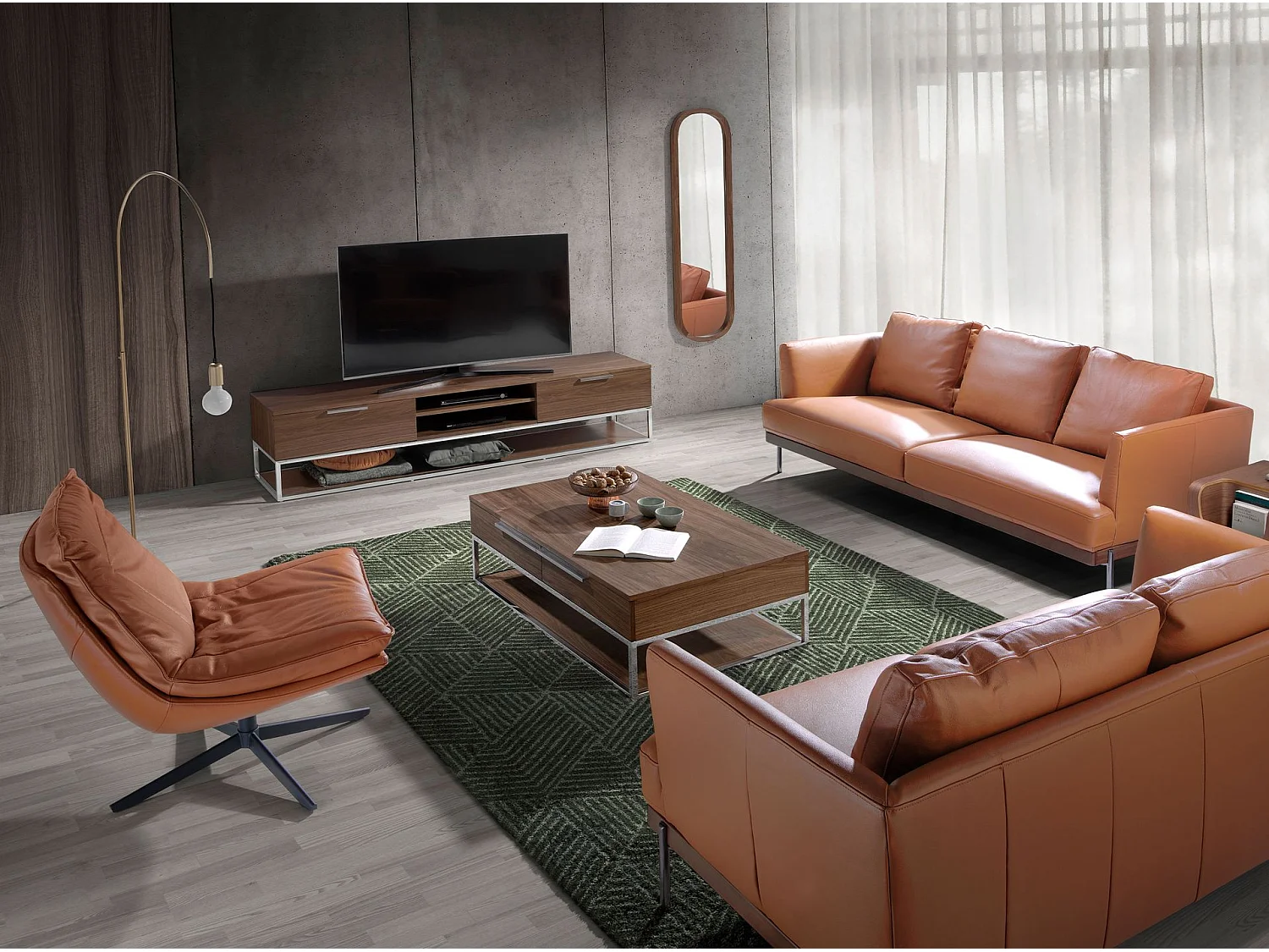 Fauteuil pivotant en cuir marron 5096 ANGEL CERDA