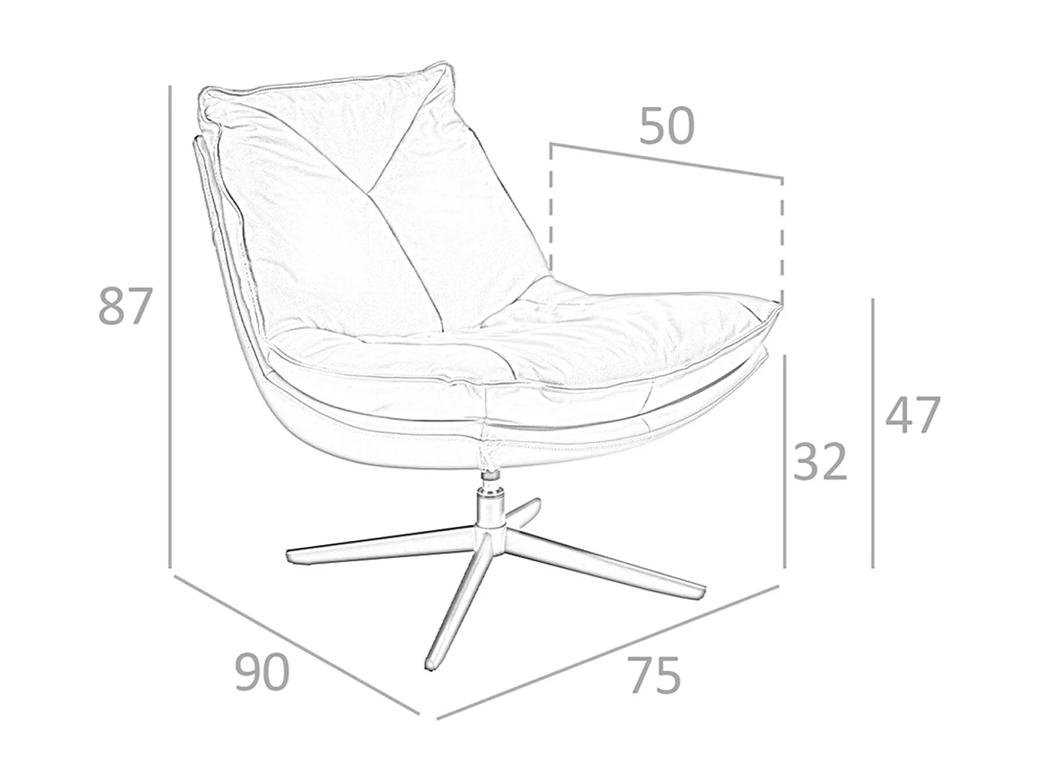Fauteuil pivotant en cuir marron 5096 ANGEL CERDA