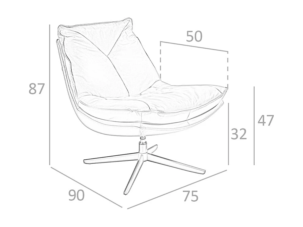 Fauteuil pivotant en cuir marron 5096 ANGEL CERDA