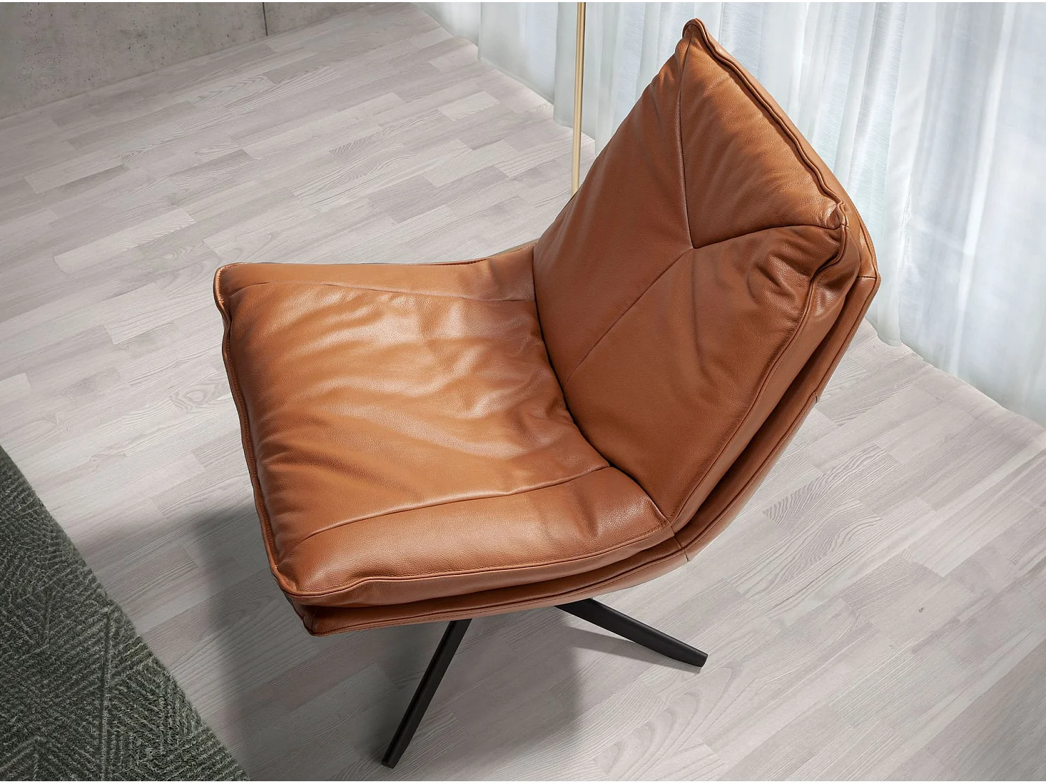 Drehsessel aus braunem Leder 5096 ANGEL CERDA