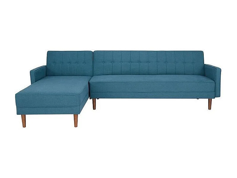 Canape dangle reversible - 3 places - Tissu bleu - L 286 x P 169 x H 80 cm - IMANIA - Pieds en bois