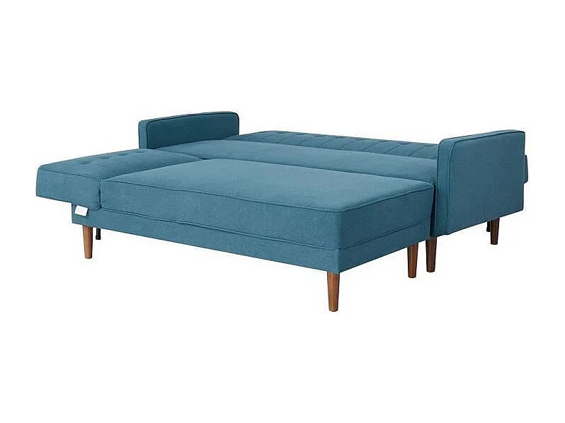Canape dangle reversible - 3 places - Tissu bleu - L 286 x P 169 x H 80 cm - IMANIA - Pieds en bois