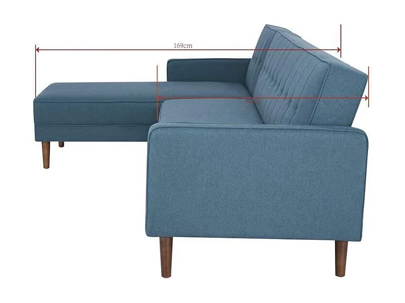 Canape dangle reversible - 3 places - Tissu bleu - L 286 x P 169 x H 80 cm - IMANIA - Pieds en bois