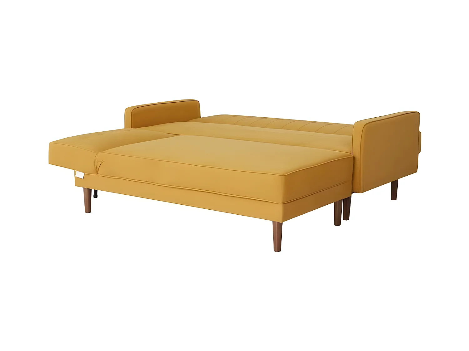 Canape dangle 3 places reversible - Tissu jaune moutarde - Pieds en bois - L 286 x P 169 x H 80 cm - IMANIA
