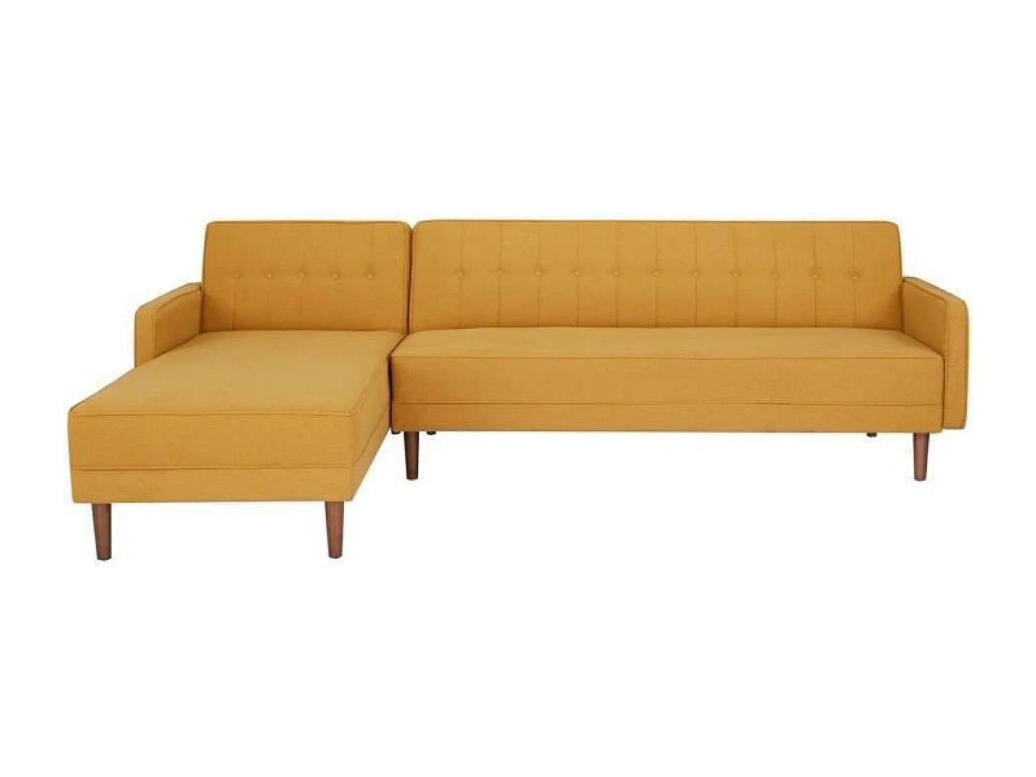 Canape dangle 3 places reversible - Tissu jaune moutarde - Pieds en bois - L 286 x P 169 x H 80 cm - IMANIA