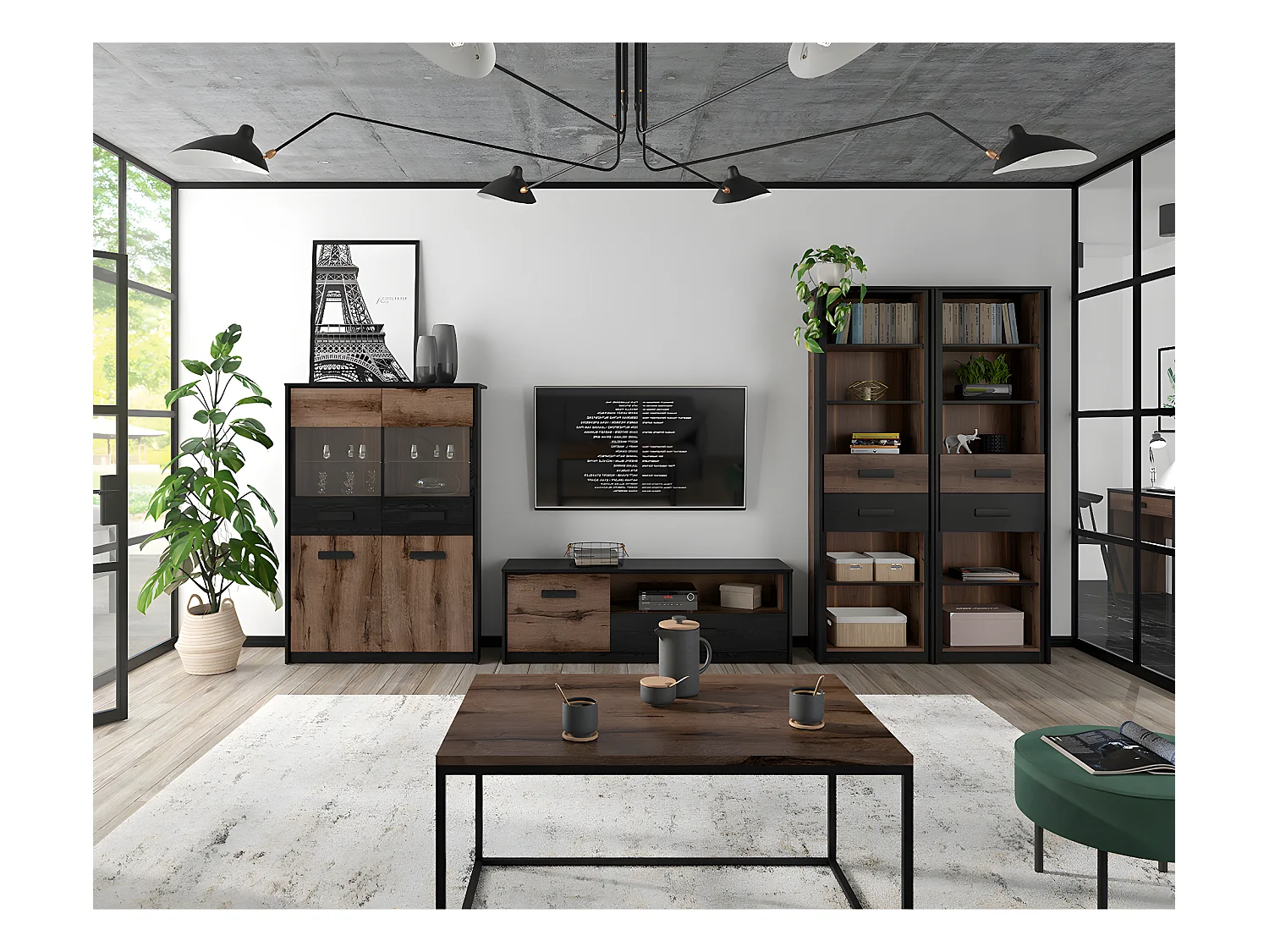 Romane Houten boekenkast met 2 laden