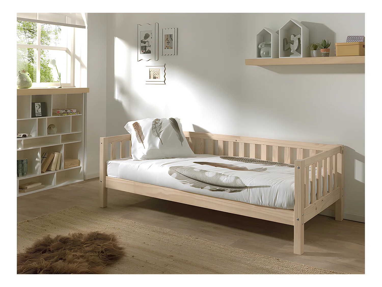 Lit Capitaine Enfant "Fritz" 90x200cm Naturel