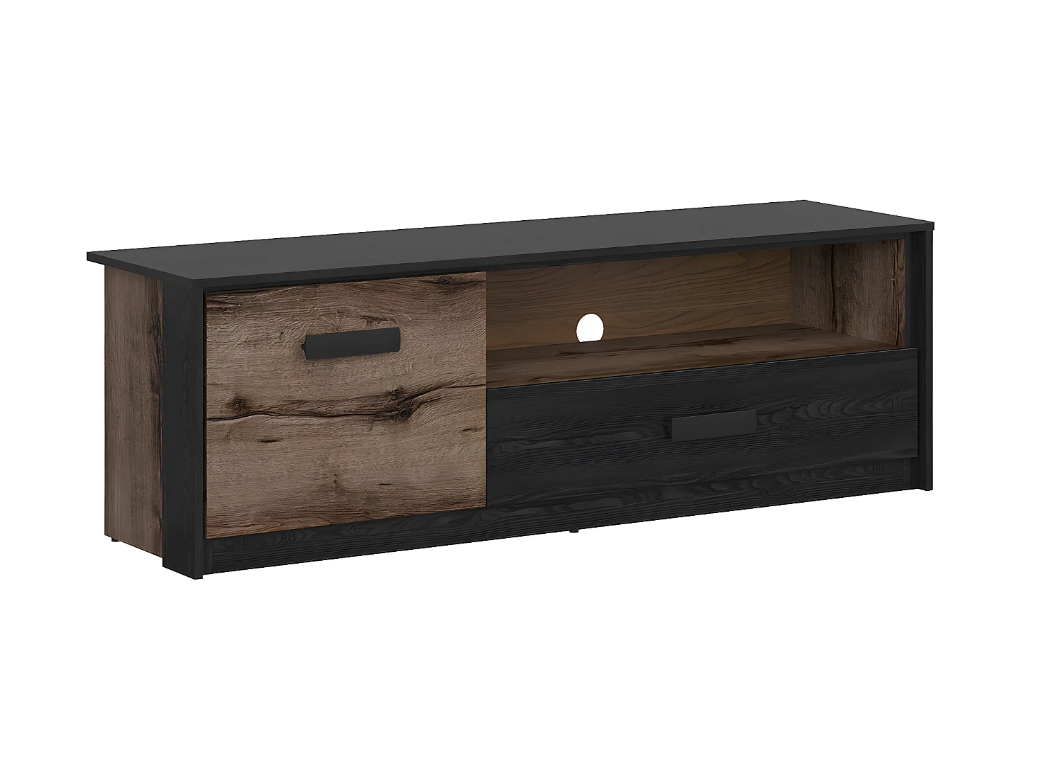 Meuble TV 1 porte 1 tiroir 150 cm Romane Bois