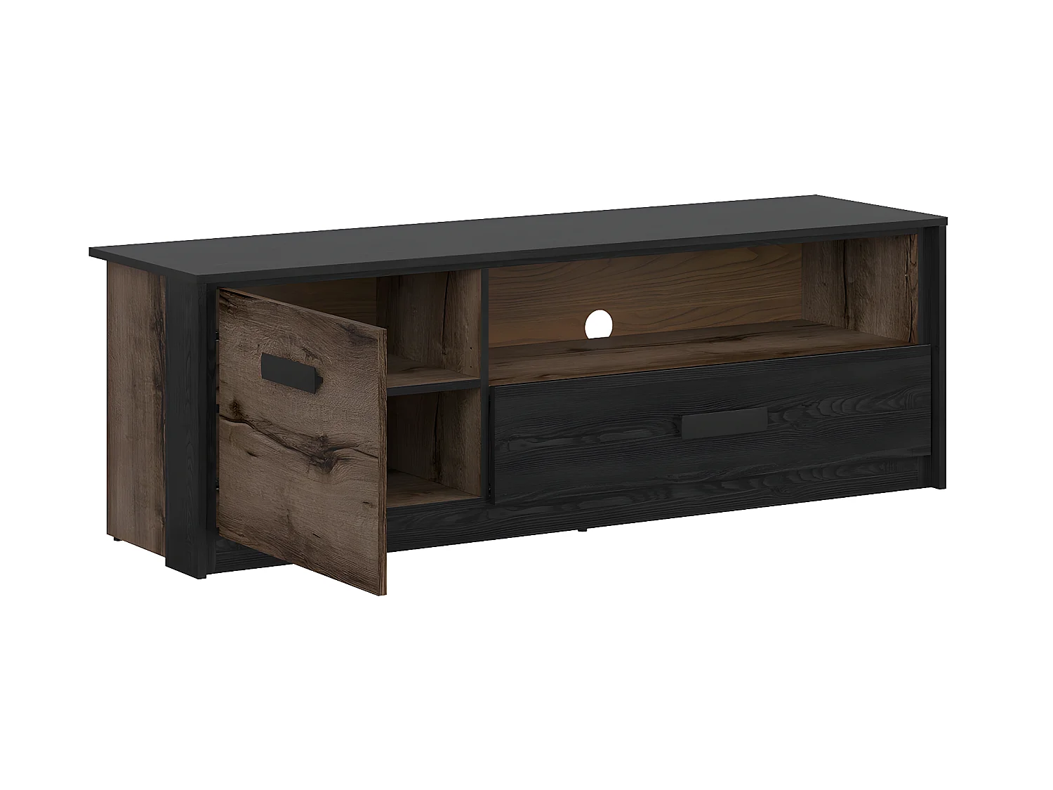 Meuble TV 1 porte 1 tiroir 150 cm Romane Bois