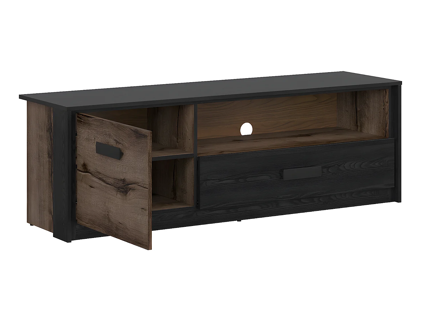 Meuble TV 1 porte 1 tiroir 150 cm Romane Bois