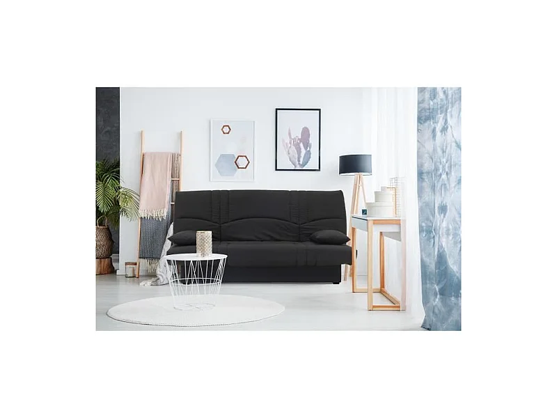 DREAM Banquette clic clac 3 places - Tissu noir - Slyle contemporain - L 190 x P 92 cm
