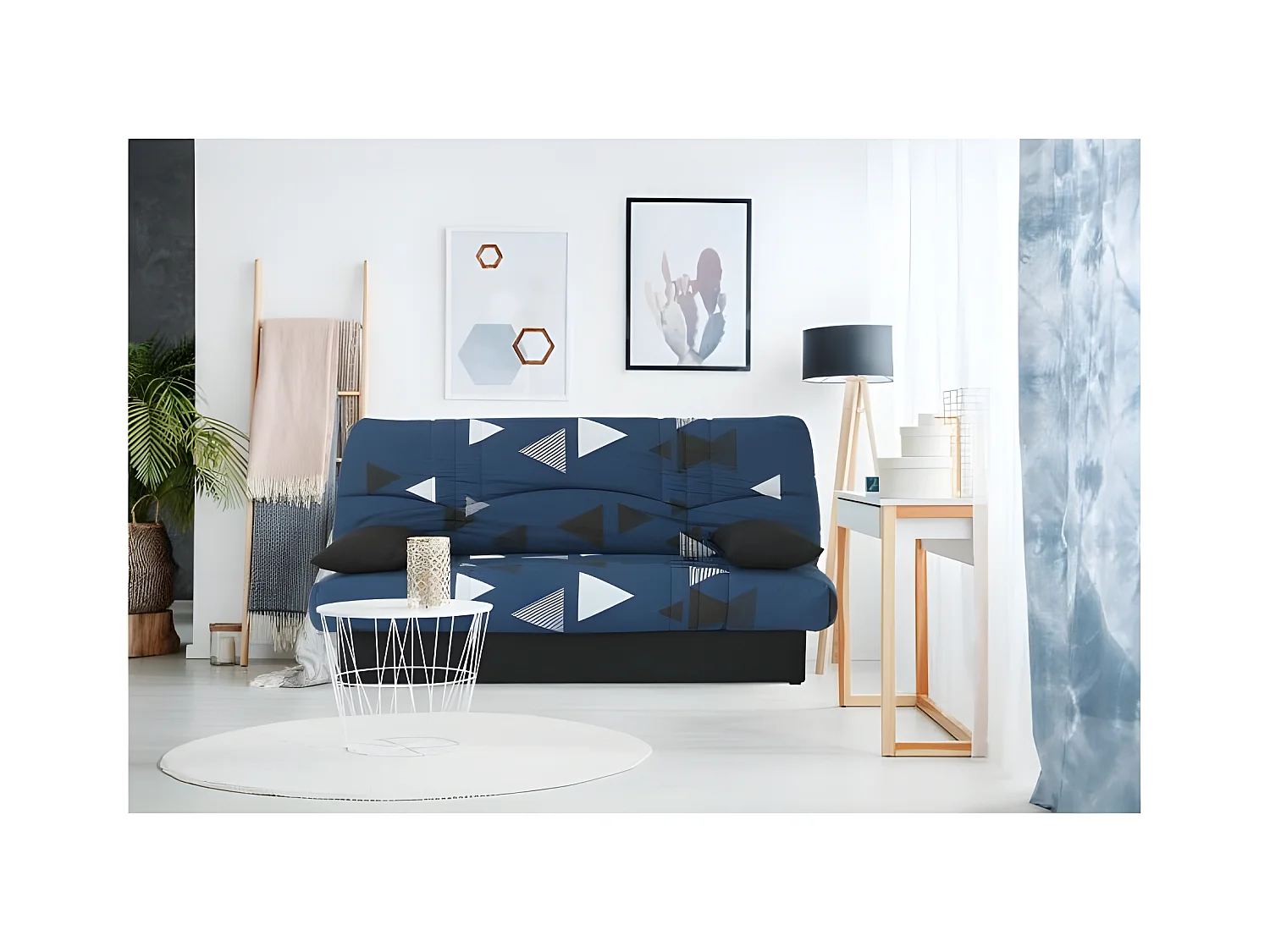 Schlafsofa Clic Clac 3-Sitzer Stoff Bikini Blau im zeitgenössischen Stil