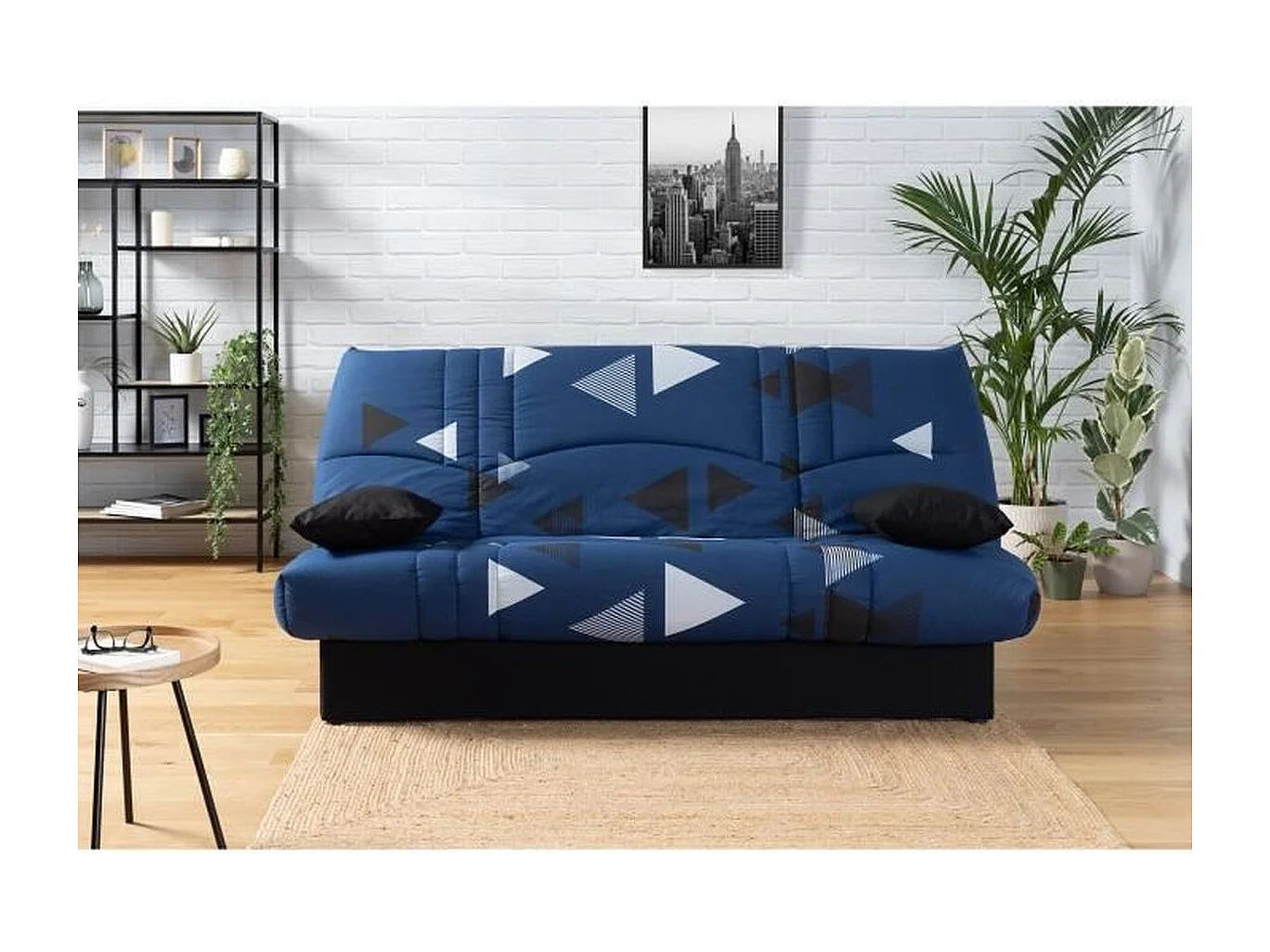 Banquette clic clac 3 places - tissu Bikini bleu - Style contemporain -  L 190 x P 92 cm - DREAM