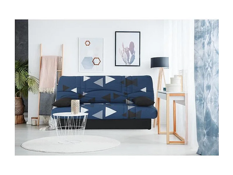 Banquette clic clac 3 places - tissu Bikini bleu - Style contemporain -  L 190 x P 92 cm - DREAM