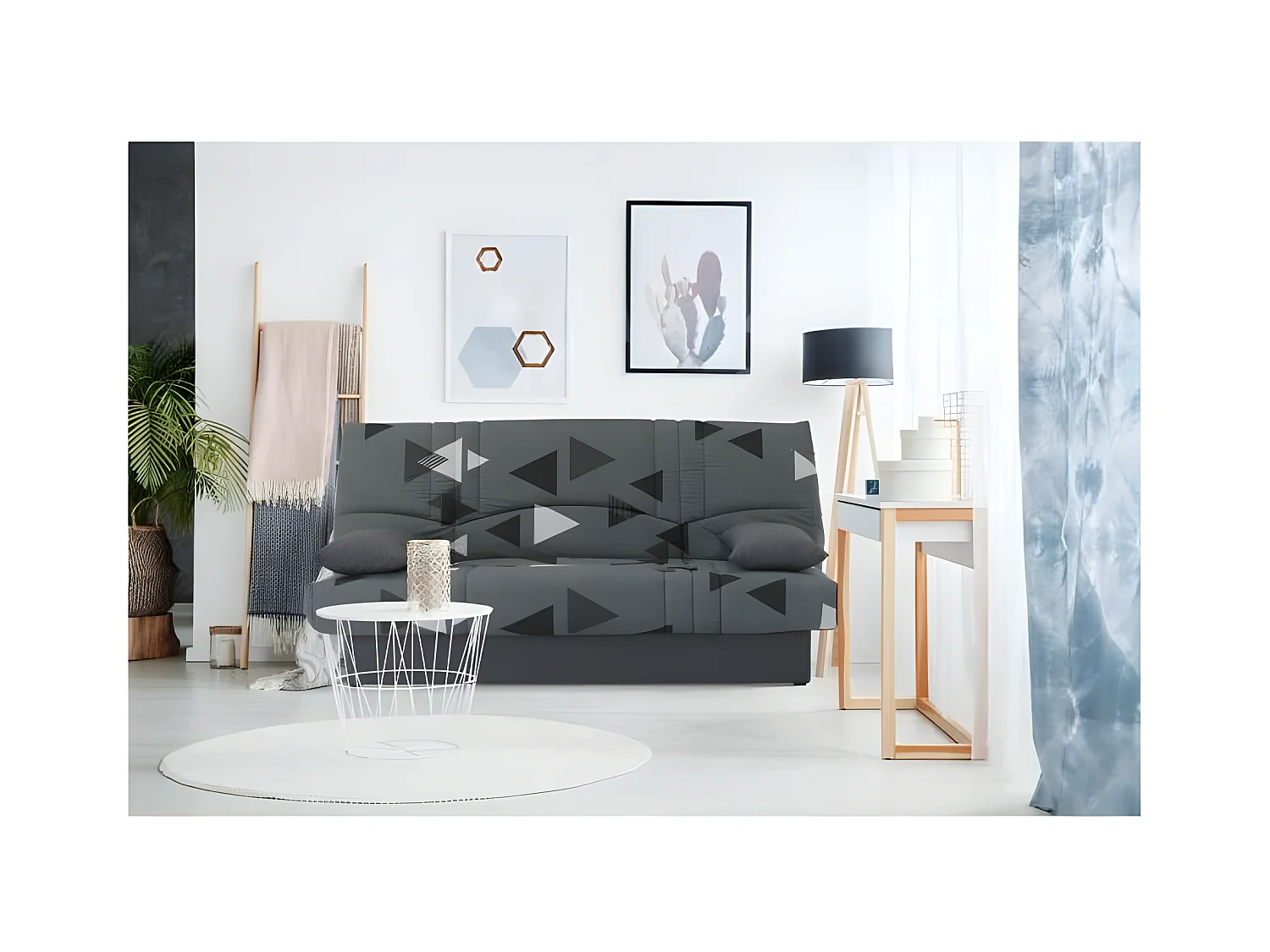 Banquette clic clac 3 places - tissu Bikini gris - Style contemporain -  L 190 x P 92 cm - DREAM