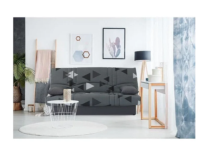 Banquette clic clac 3 places - tissu Bikini gris - Style contemporain -  L 190 x P 92 cm - DREAM