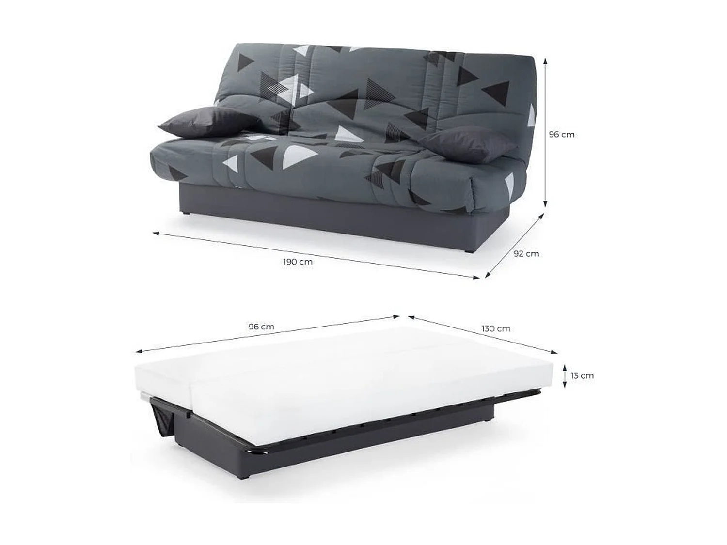 Bank Clic Clac 3-zits stof Bikini grijs - Eigentijdse stijl - DREAM