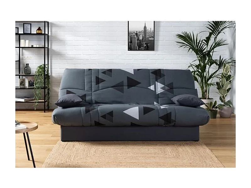 Banquette clic clac 3 places - tissu Bikini gris - Style contemporain -  L 190 x P 92 cm - DREAM