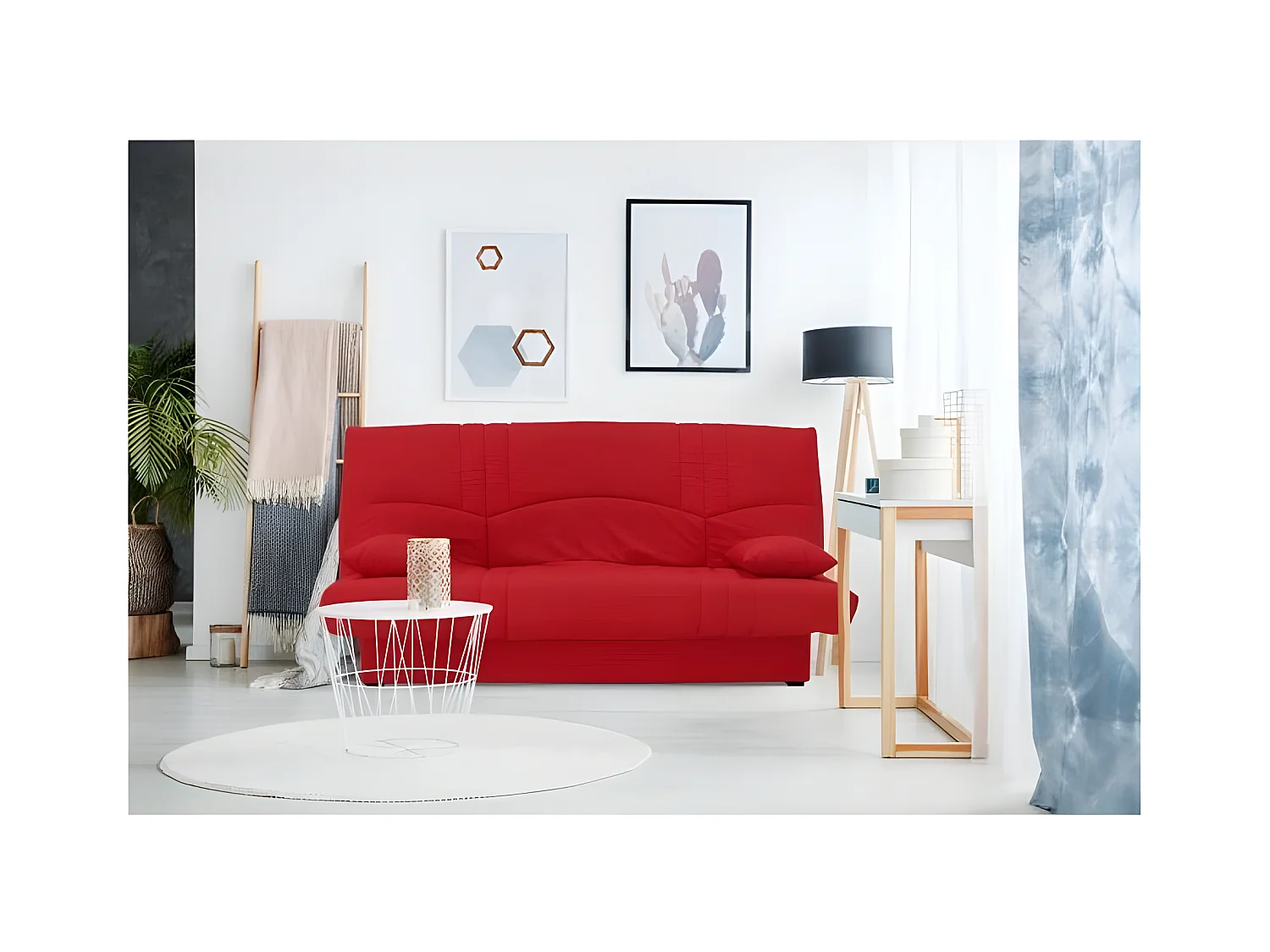 Divano letto clic clac 3 posti rosso contemporaneo 190x92cm