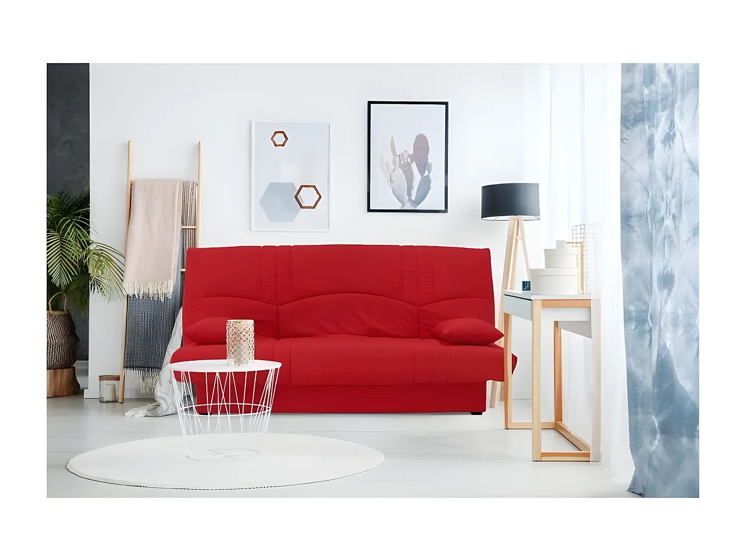 DREAM Banquette clic clac 3 places - Tissu rouge - Slyle contemporain - L 190 x P 92 cm