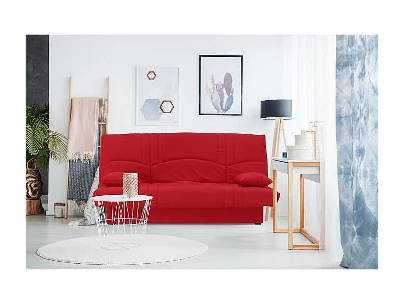 DREAM Banquette clic clac 3 places - Tissu rouge - Slyle contemporain - L 190 x P 92 cm
