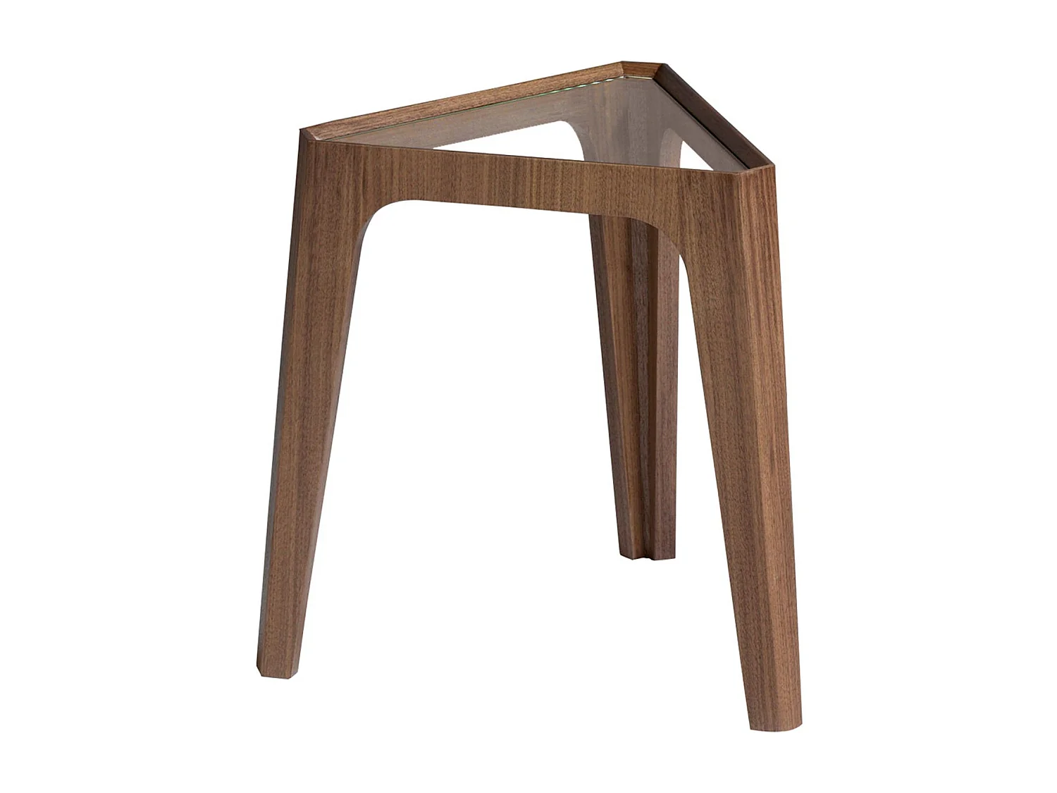 Driehoekige hoektafel van gehard glas en walnoot 2107 ANGEL CERDA