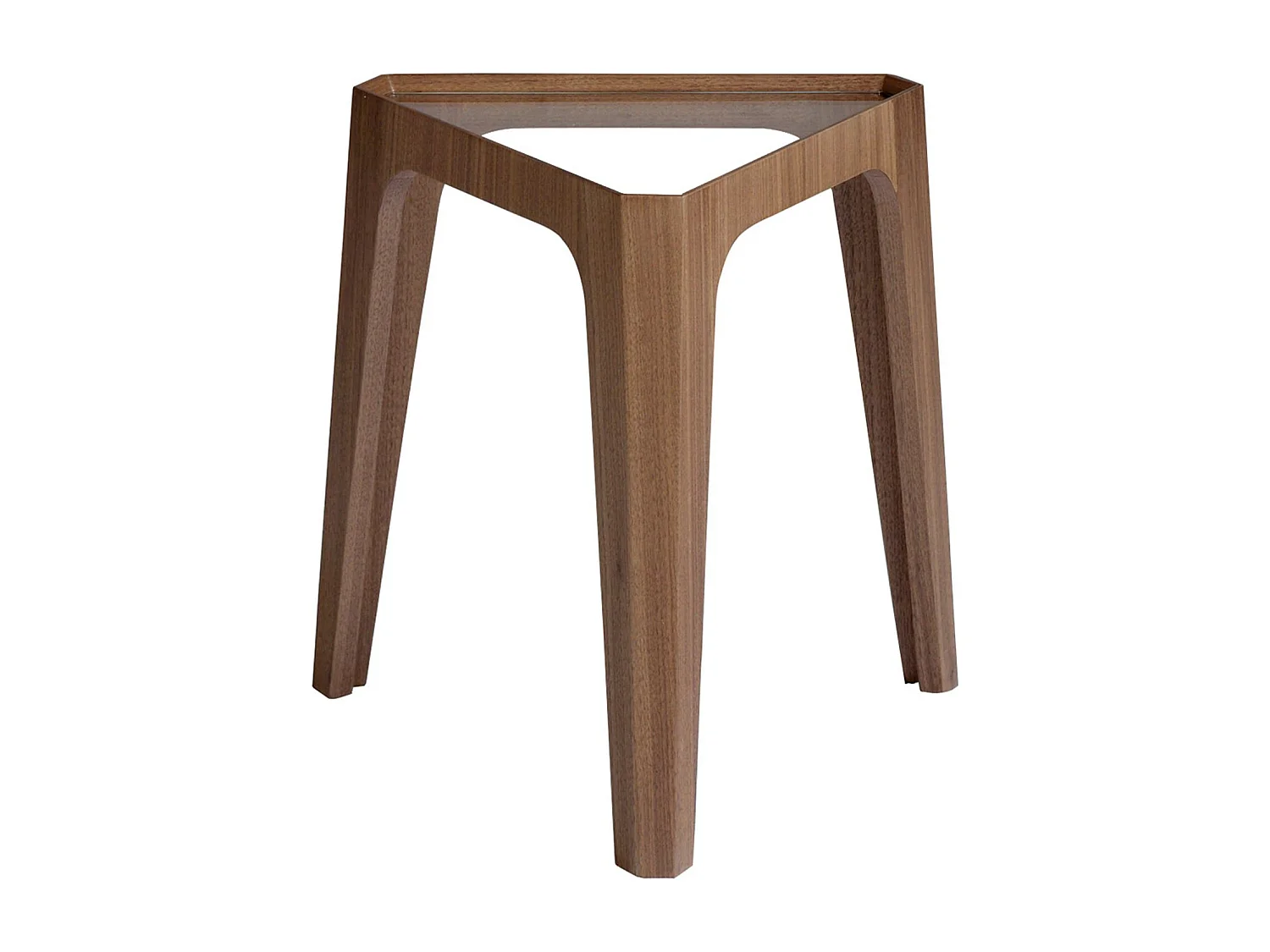 Driehoekige hoektafel van gehard glas en walnoot 2107 ANGEL CERDA