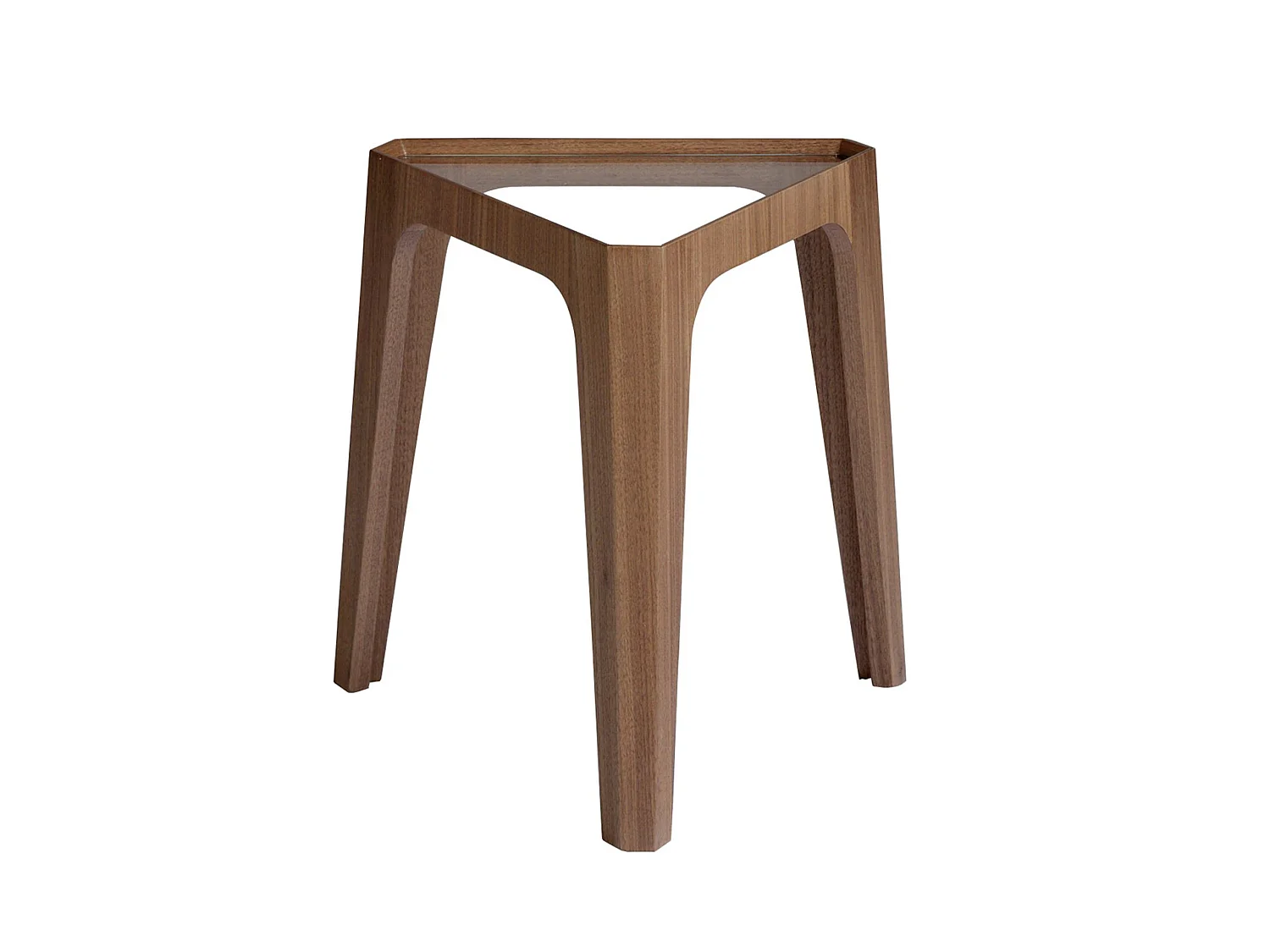 Table d'angle triangulaire en verre trempé et noyer 2107 ANGEL CERDA