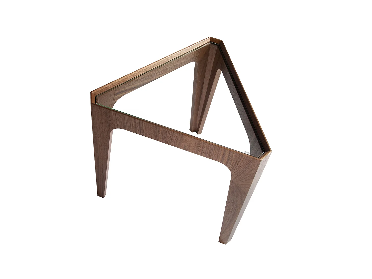 Table d'angle triangulaire en verre trempé et noyer 2107 ANGEL CERDA