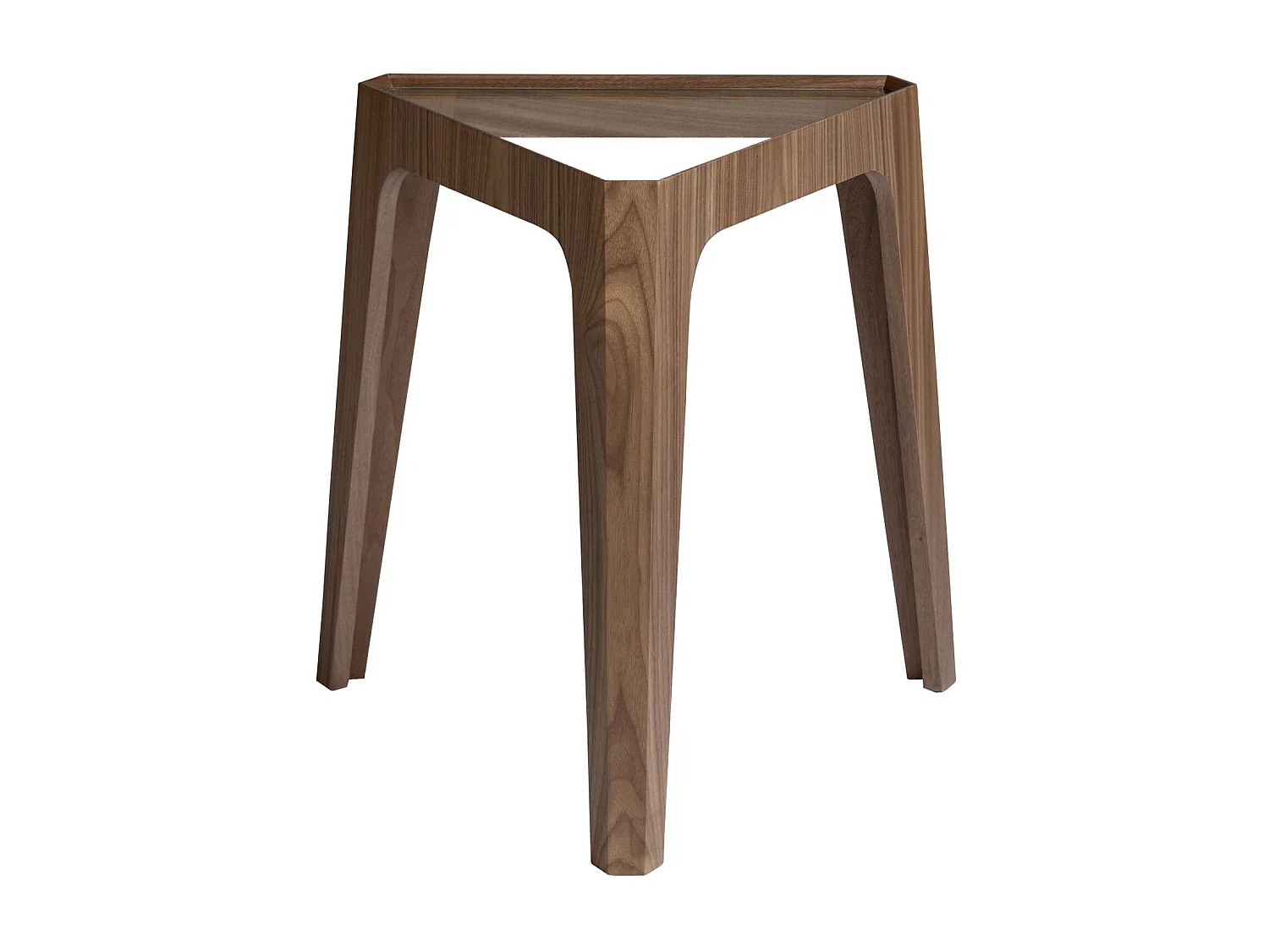 Table d'angle triangulaire en verre trempé et noyer 2106 ANGEL CERDA