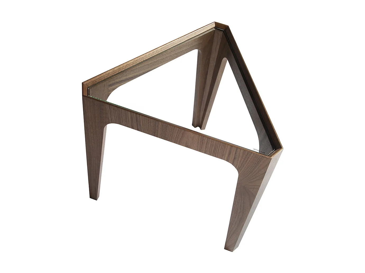 Table d'angle triangulaire en verre trempé et noyer 2106 ANGEL CERDA