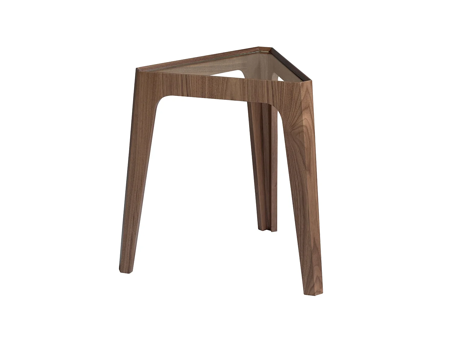 Mesa rincón triangular cristal templado y nogal 2106 ANGEL CERDA