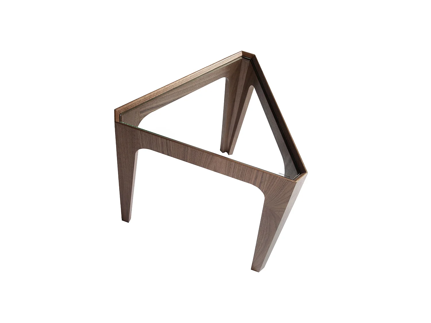 Mesa rincón triangular cristal templado y nogal 2106 ANGEL CERDA