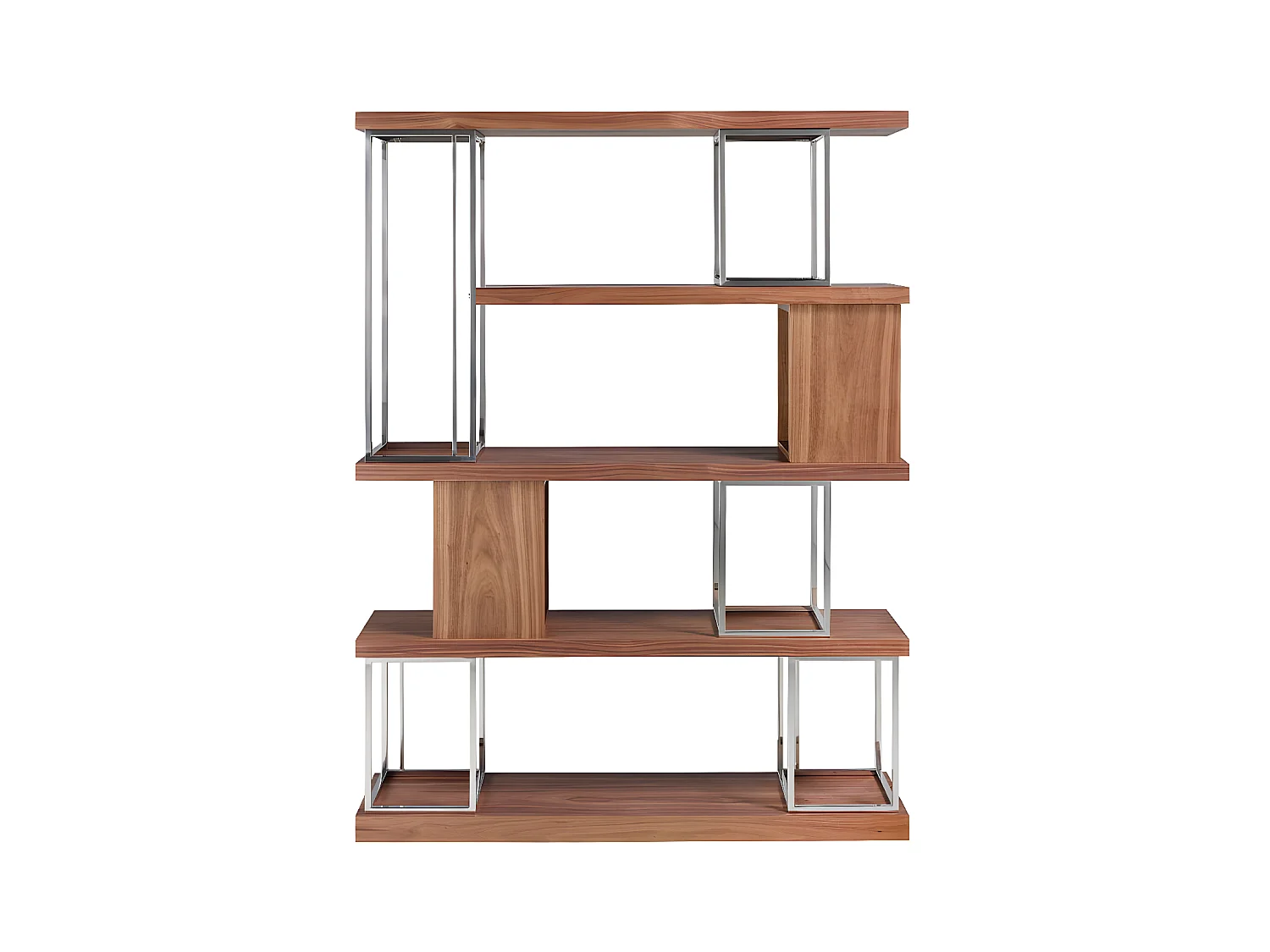 Estantería nogal y acero inoxidable cromado  3220 ANGEL CERDA