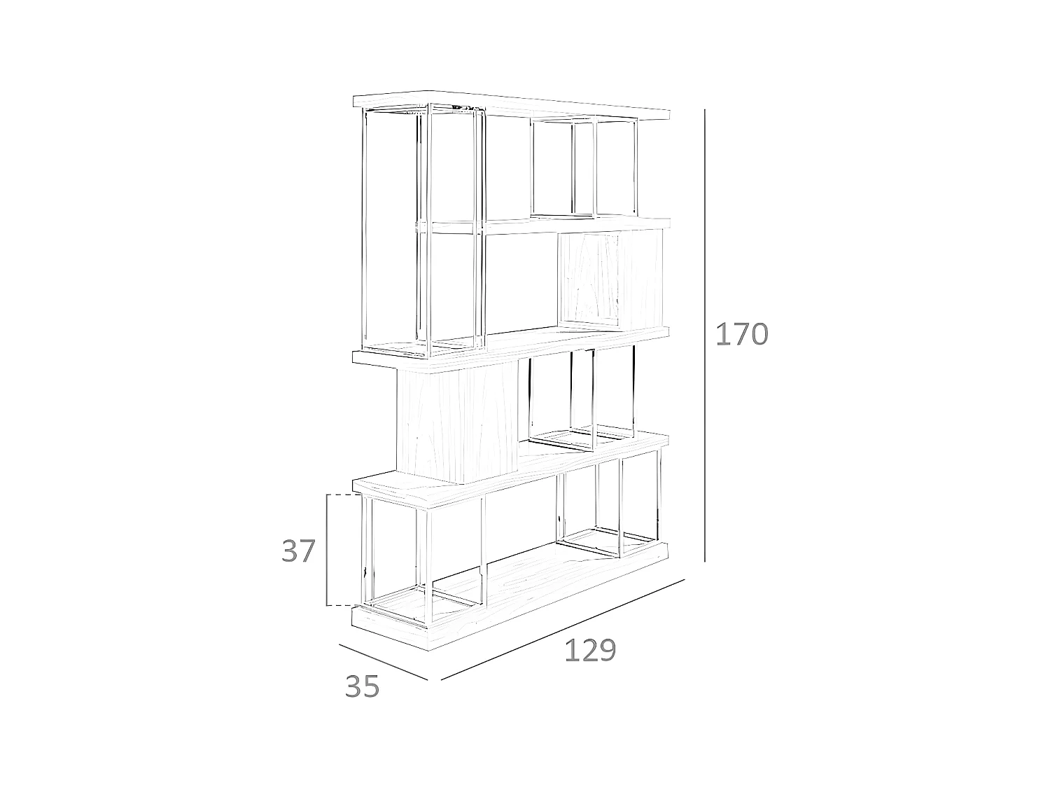 Estantería nogal y acero inoxidable cromado  3220 ANGEL CERDA