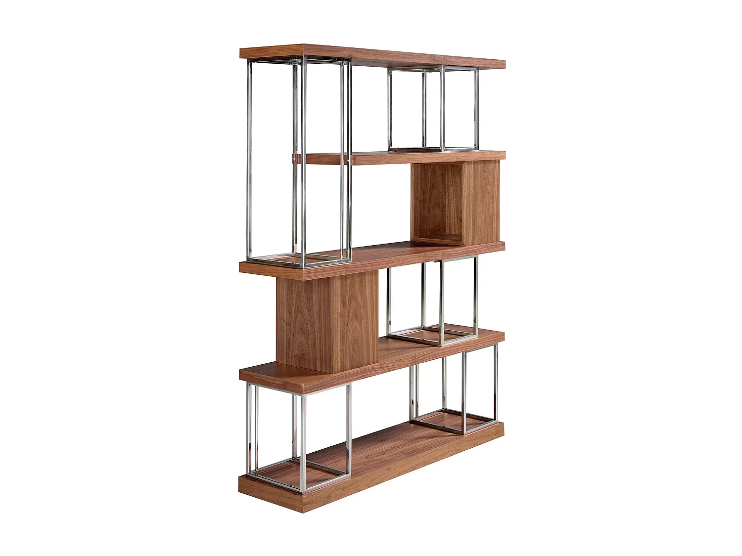 Etagère en noyer et acier inoxydable chromé 3220 ANGEL CERDA