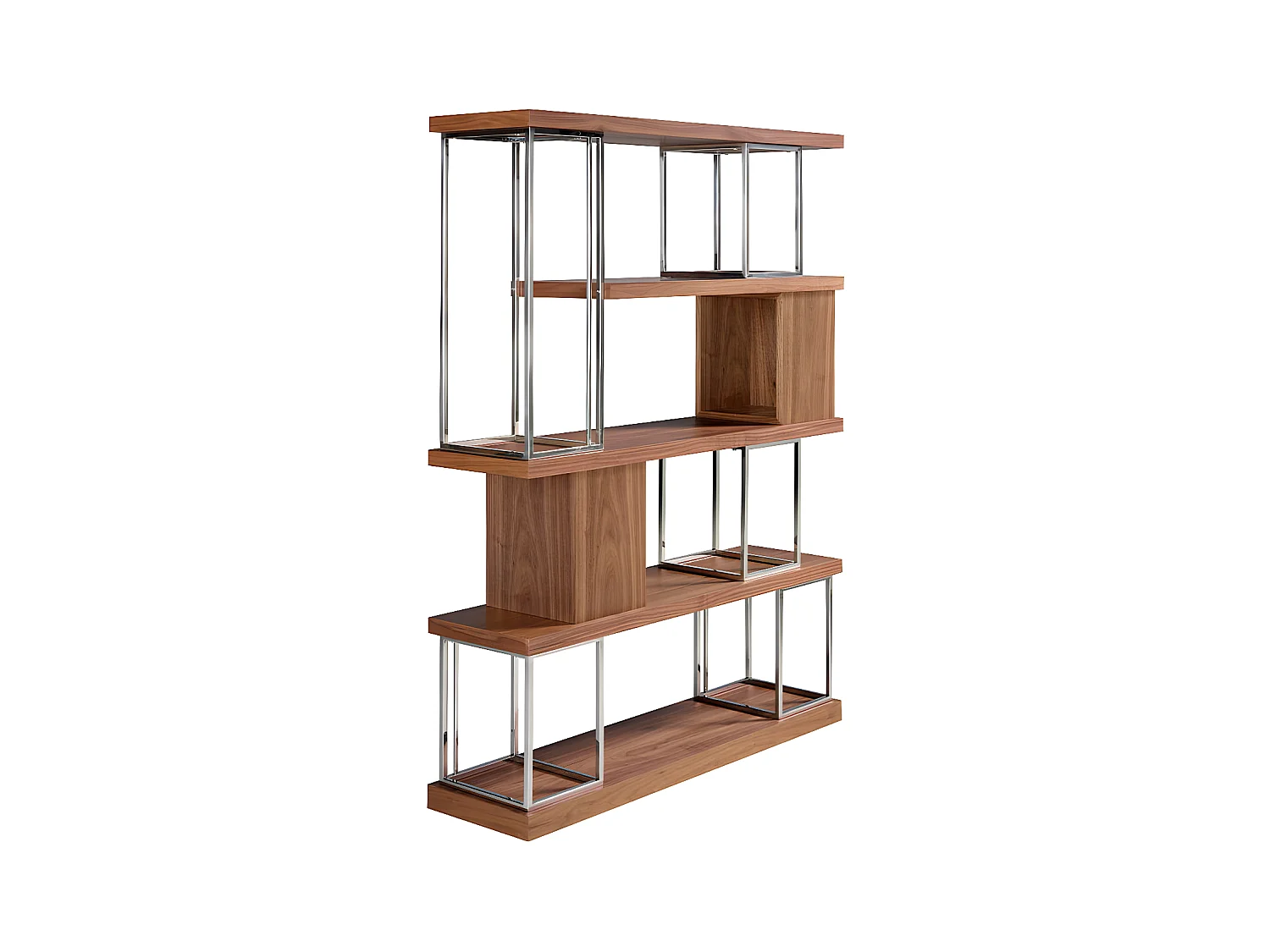Etagère de noyer et acier chromé 3220 ANGEL CERDA