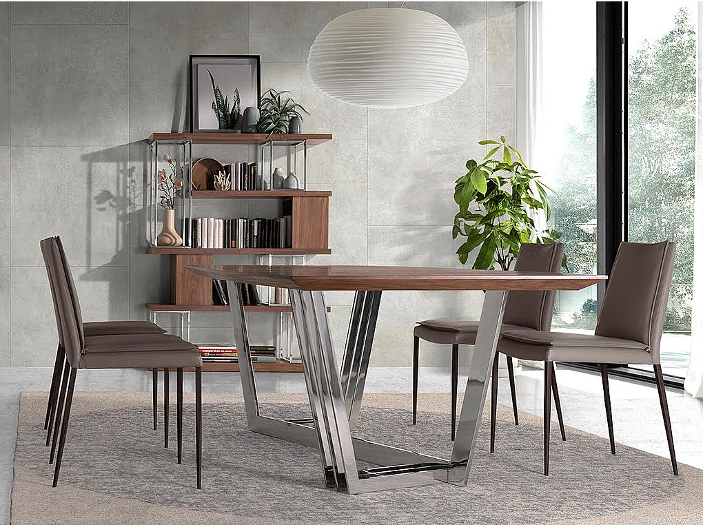 Etagère en noyer et acier inoxydable chromé 3220 ANGEL CERDA