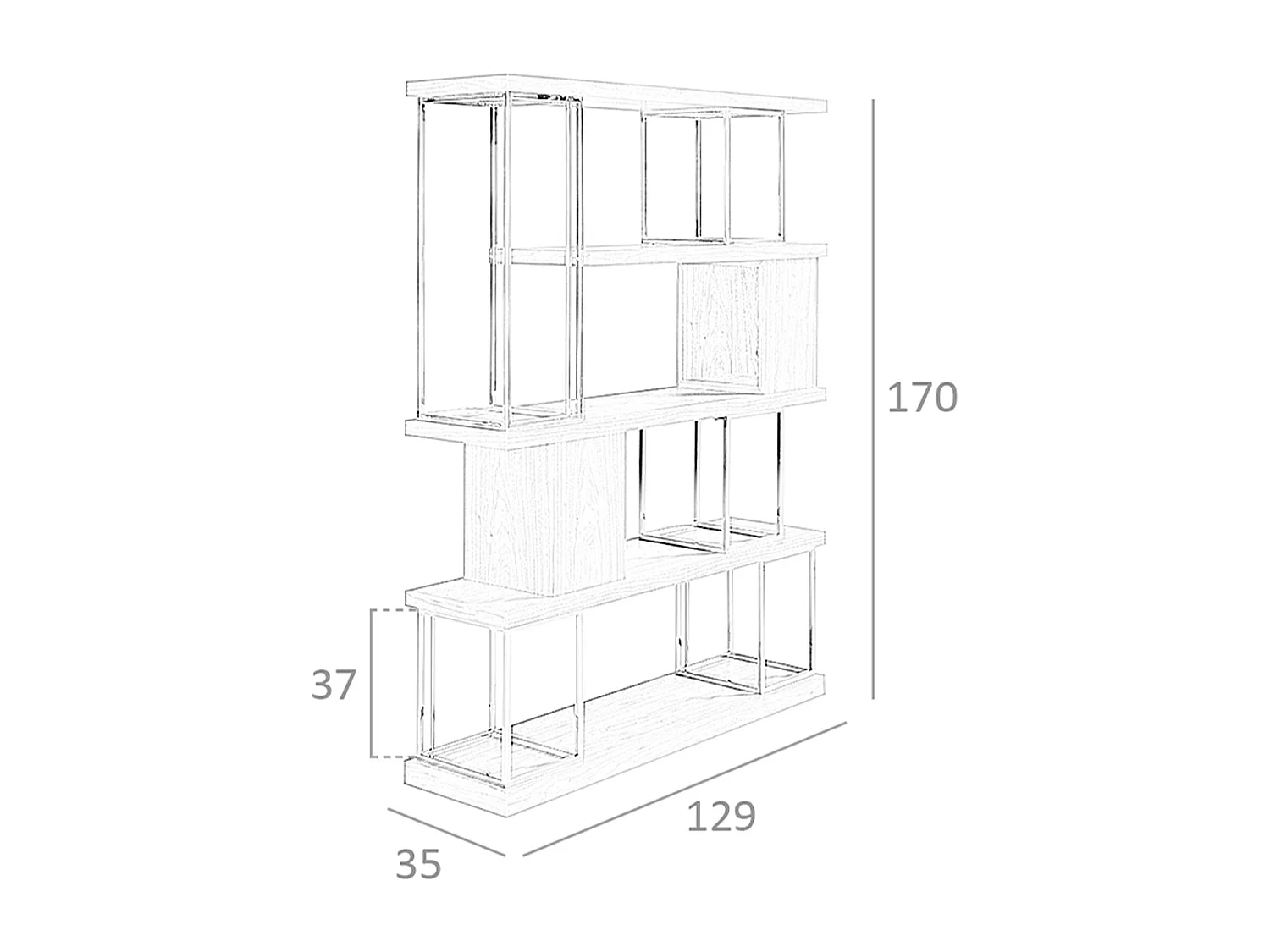 Etagère en noyer et acier inoxydable chromé 3220 ANGEL CERDA