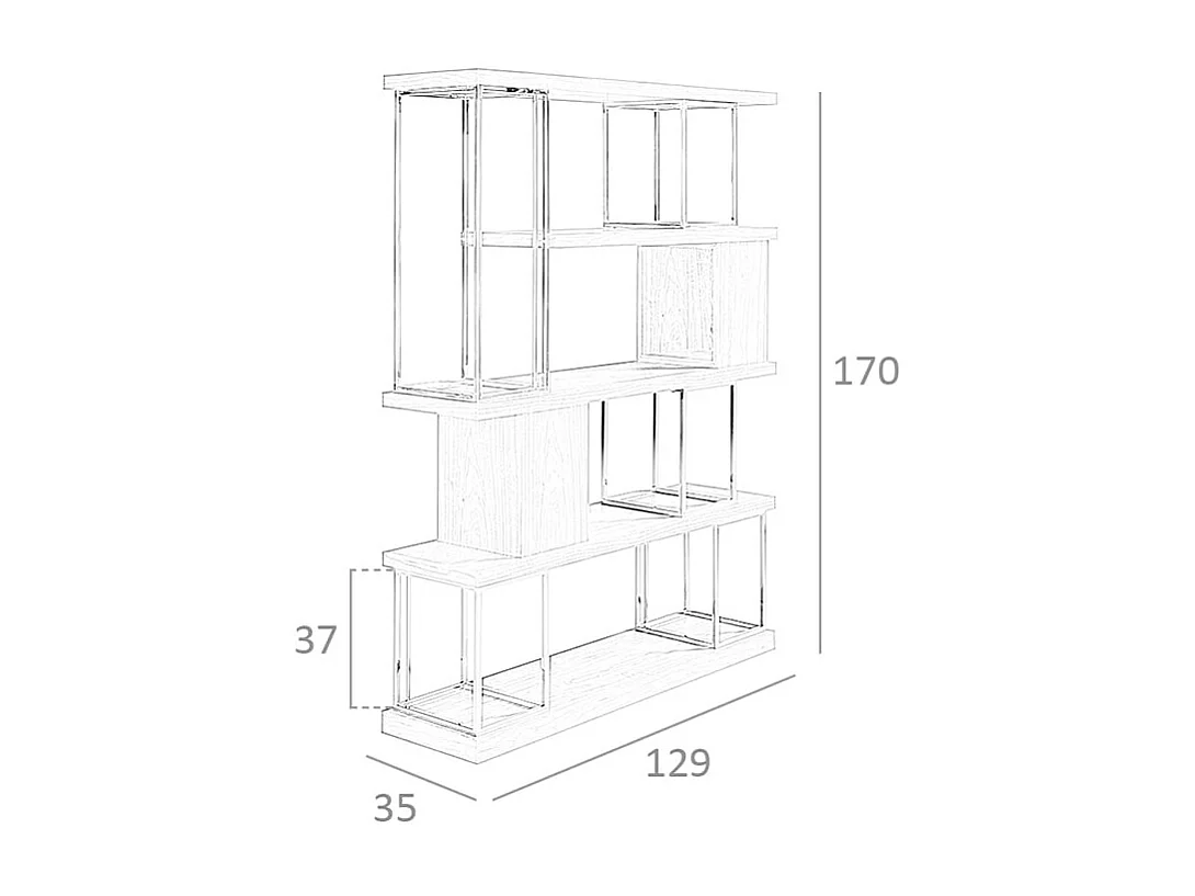 Etagère en noyer et acier inoxydable chromé 3220 ANGEL CERDA