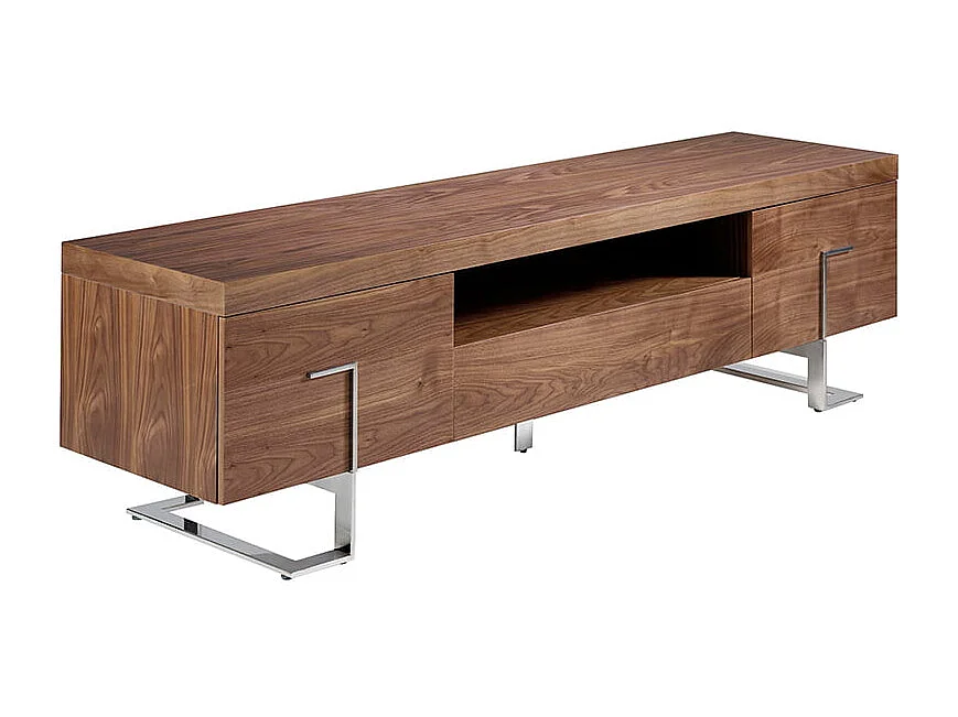 Meuble TV en noyer et acier chromé 3222 ANGEL CERDA