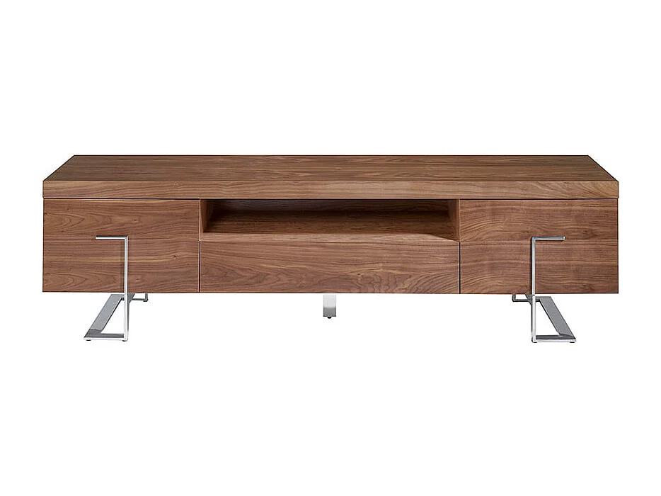 Meuble TV en noyer et acier chromé 3222 ANGEL CERDA